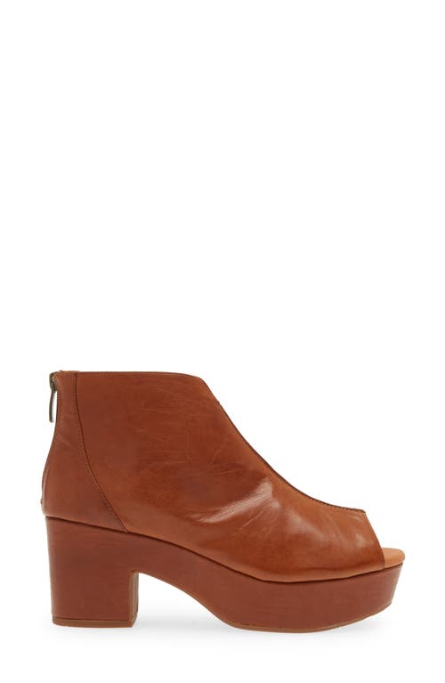 Chocolat Blu Gion Peep Toe Platform Bootie In Brown Leather