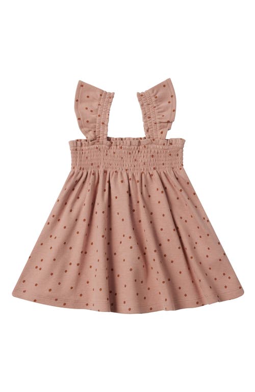 Quincy Mae Dot Smocked Organic Cotton Dress & Bloomers In Rose Polka Dot