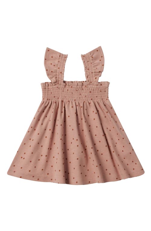 Shop Quincy Mae Polka Dot Smocked Organic Cotton Dress In Rose Polka Dot