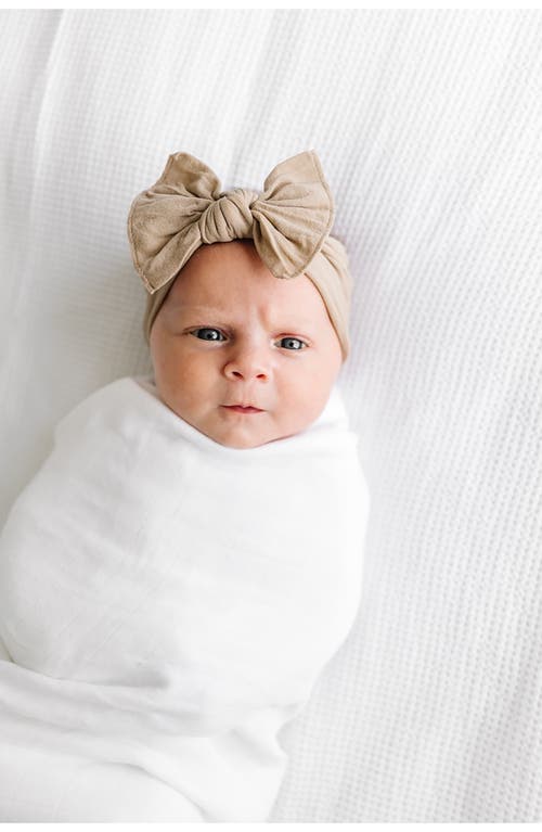 Baby Bling Bow Stretch Headband In Oak/sage/oatmeal