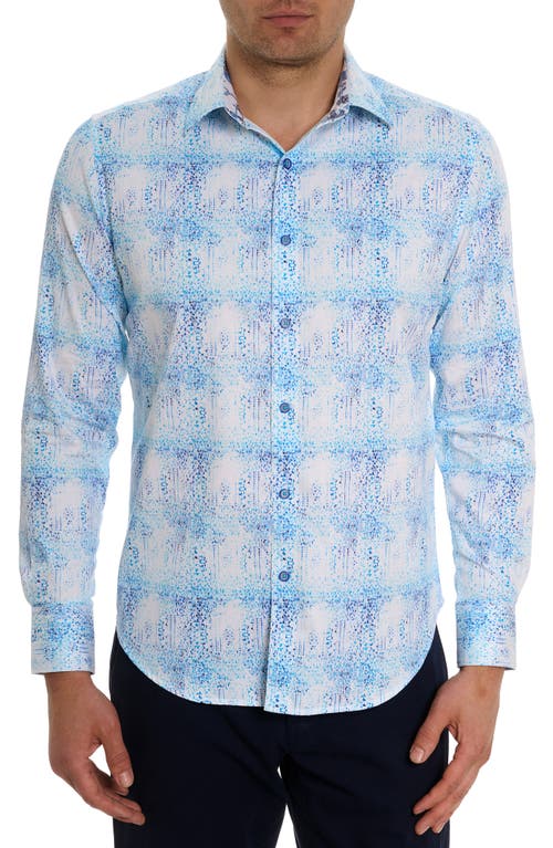 Robert Graham Dreamweaver Classic Fit Print Cotton Button-Up Shirt Teal at Nordstrom,