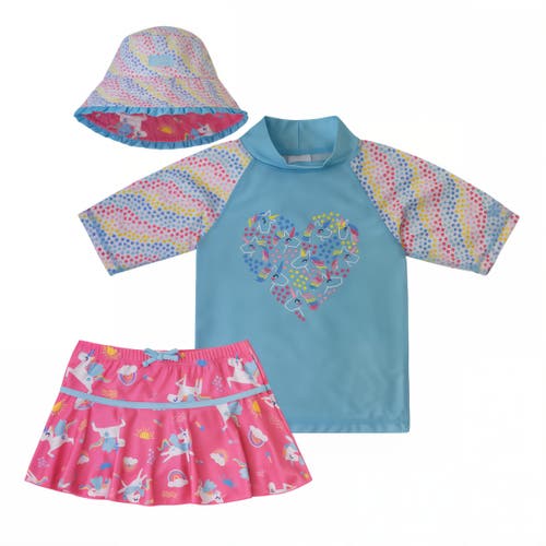 Uv Skinz 3pc Sun & Swim Set In Blue Hearts Unicorn