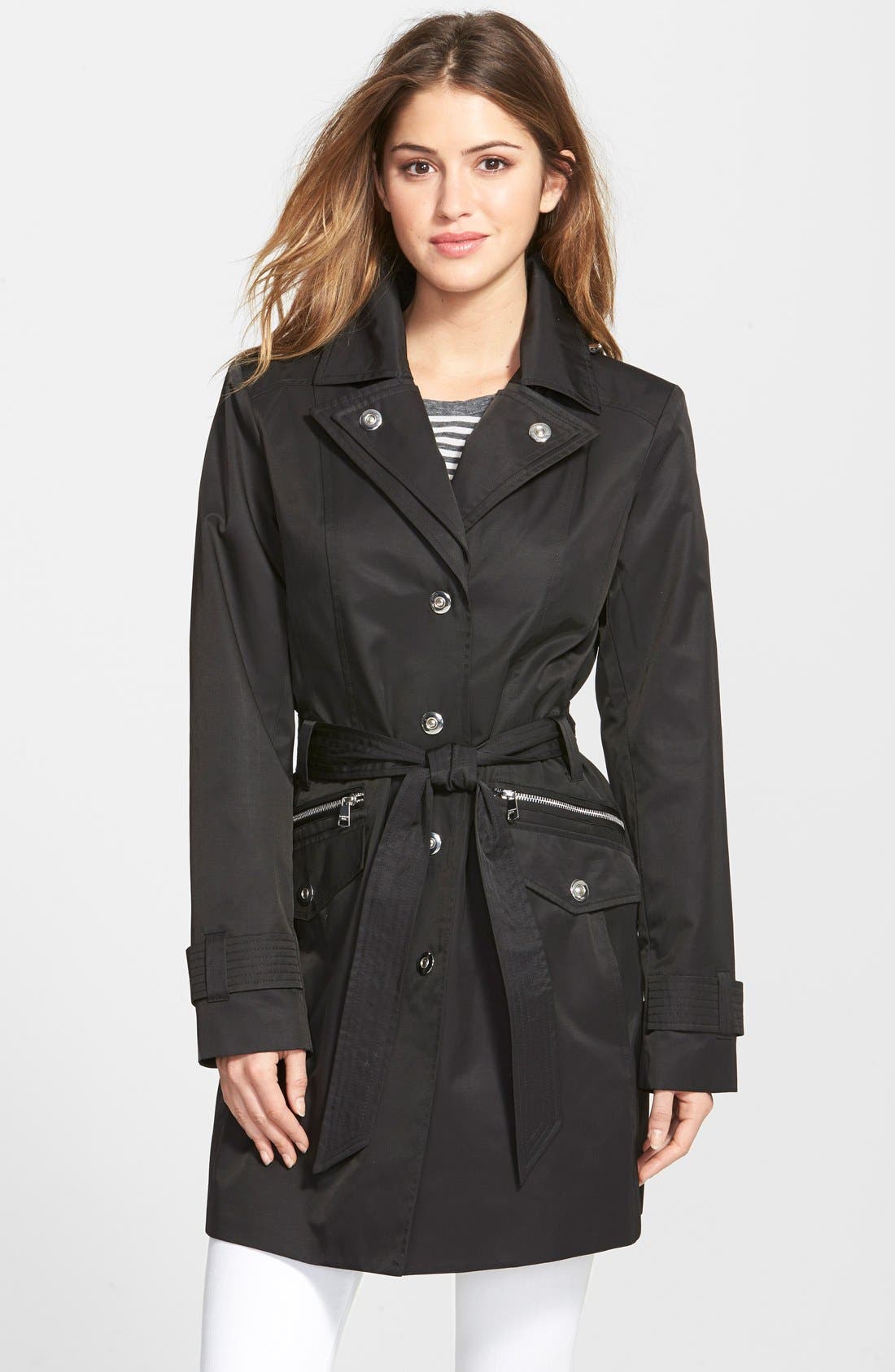 London Fog Double Collar Trench Coat with Detachable Hood (Regular