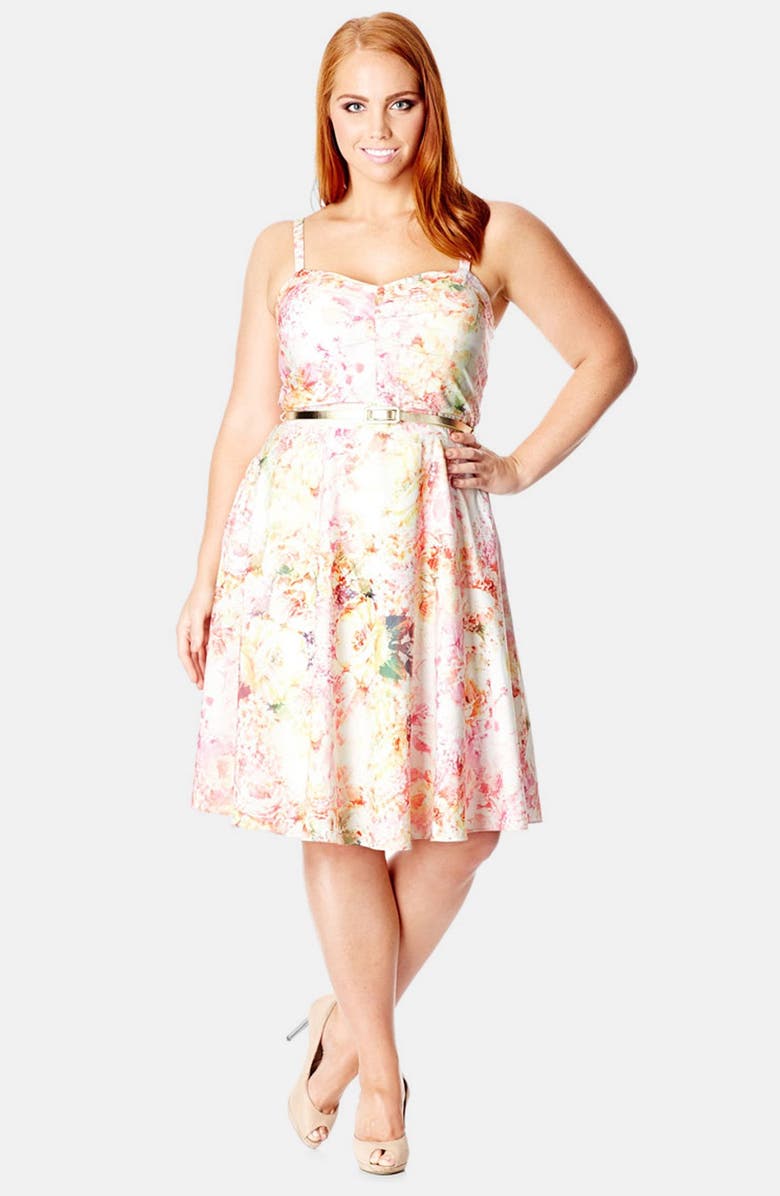 City Chic Floral Print Fit & Flare Dress (Plus Size) | Nordstrom