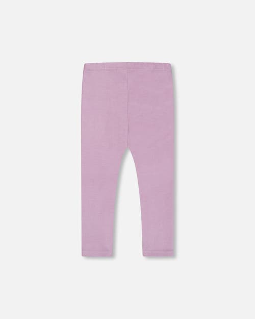 Deux Par Deux Little Girl's Super Soft Rib Leggings Blue Lilac In Mellow Mauve