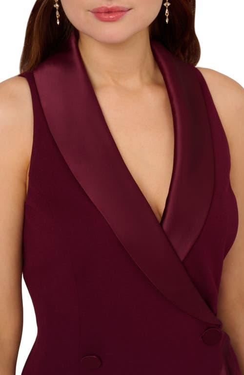 Shop Adrianna Papell Ruffle Double Breasted Sleeveless Minidress In Cabernet