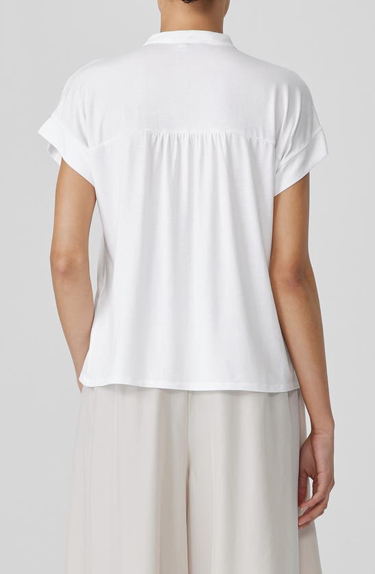 Shop Eileen Fisher Cap Sleeve Henley In White