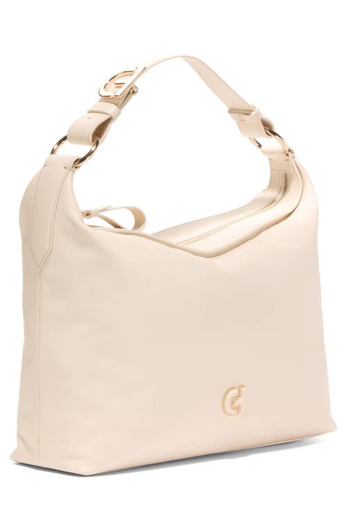 Shop Cole Haan Kamila Leather Hobo Bag In Sand Dollar