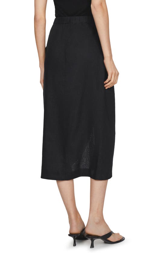 Mango Wrap Front Linen Midi Skirt In Black