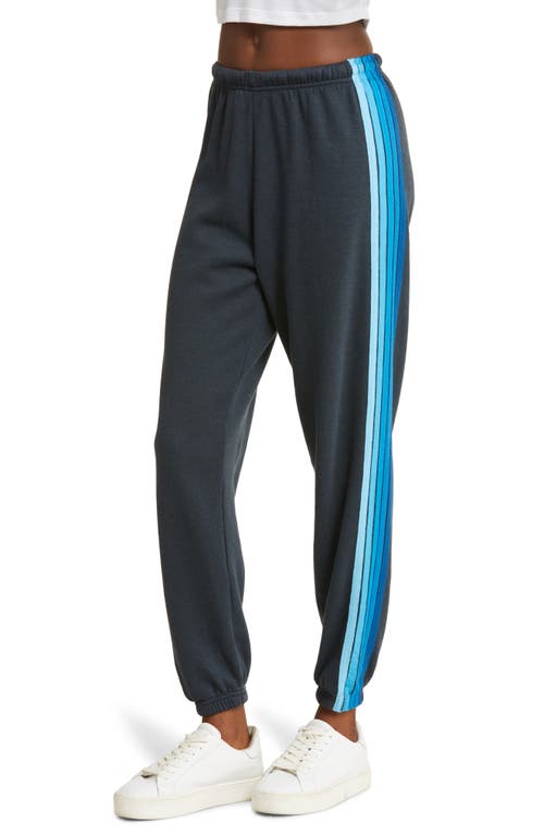 Shop Aviator Nation Stripe Sweatpants In Charcoal/turquiose