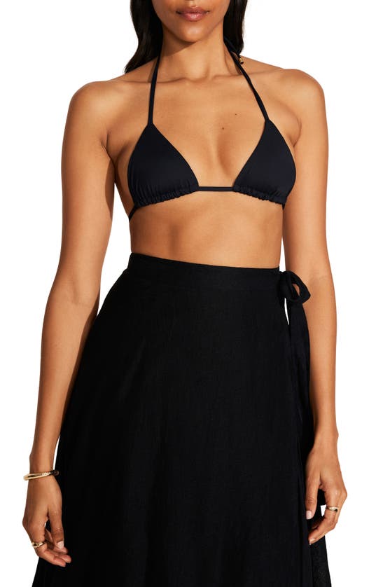 Shop Vitamin A ® Lana Linen Cover-up Wrap Midi Skirt In Black Eco Linen