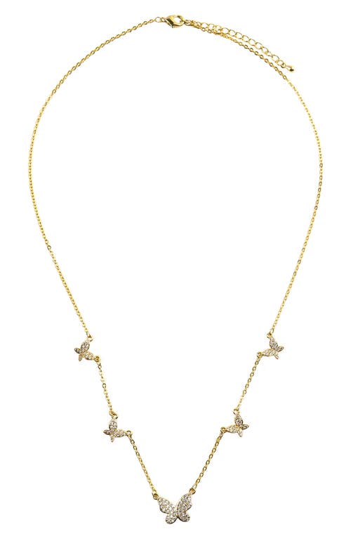 Shop Panacea Crystal Butterfly Station Necklace In Gold