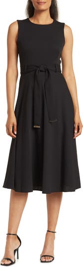 Calvin Klein Color Block Belted Midi Dress | Nordstromrack