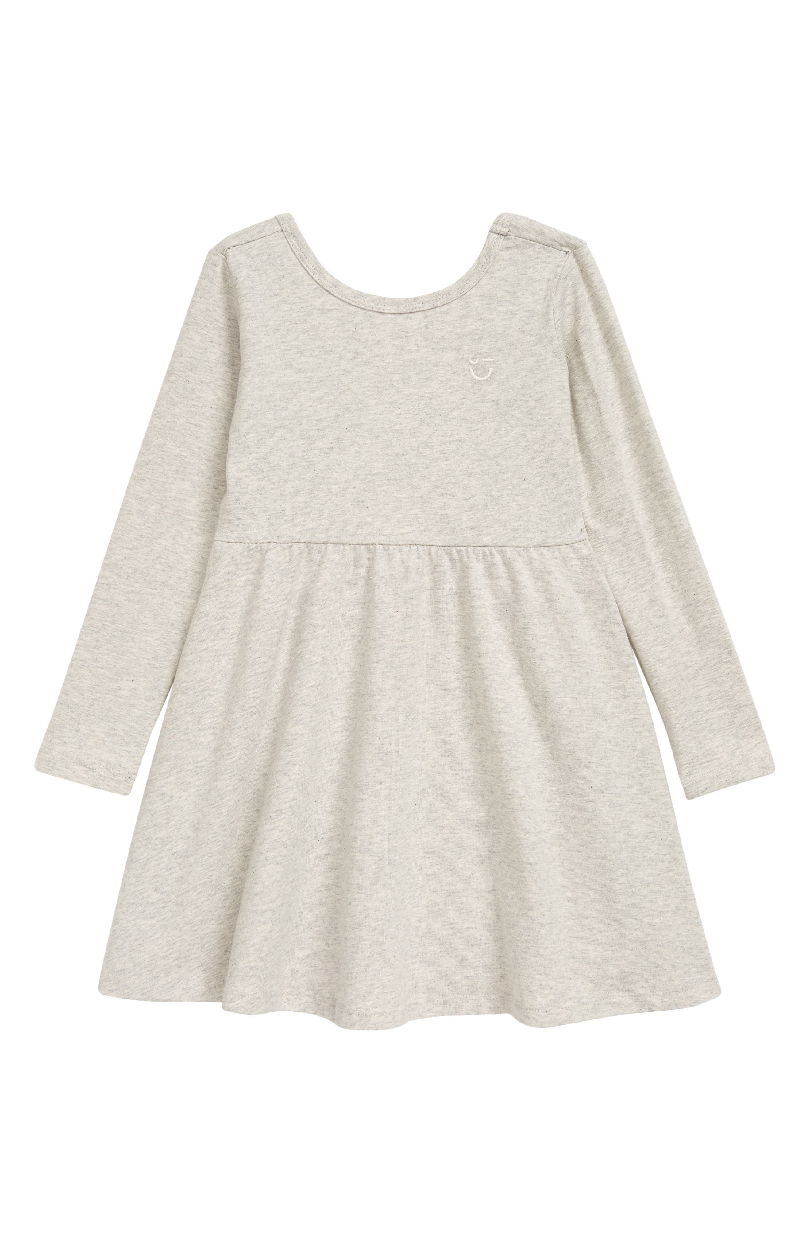 Nordstrom Clothing Dresses Long Sleeve Dresses Kids Star Long Sleeve Cotton Dress in Ice Grey at Nordstrom 
