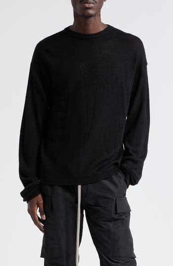 Rick Owens Maglia Penta Jacquard Virgin Wool Crewneck Sweater