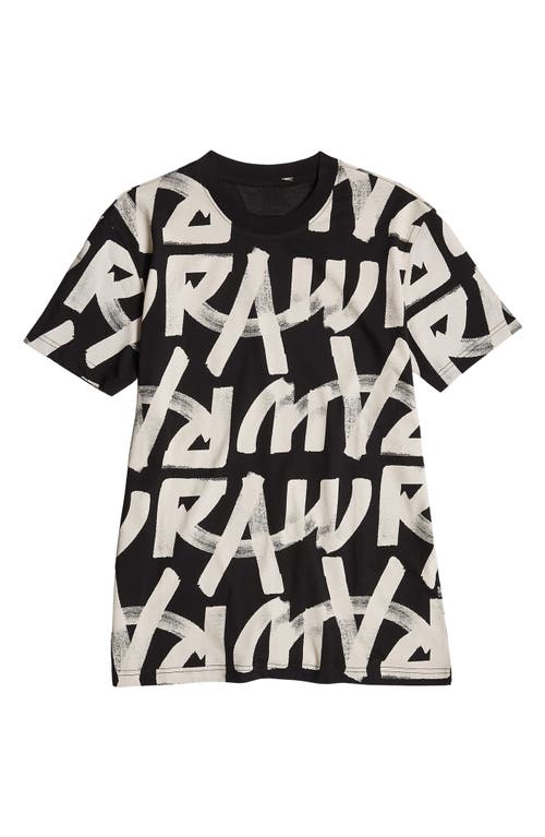 Shop G-star Calligraphy Allover Graphic T-shirt In Dark Black/raw Paint