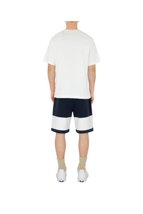 Shop Burberry Ekd Stripe Cotton Shorts In Storm