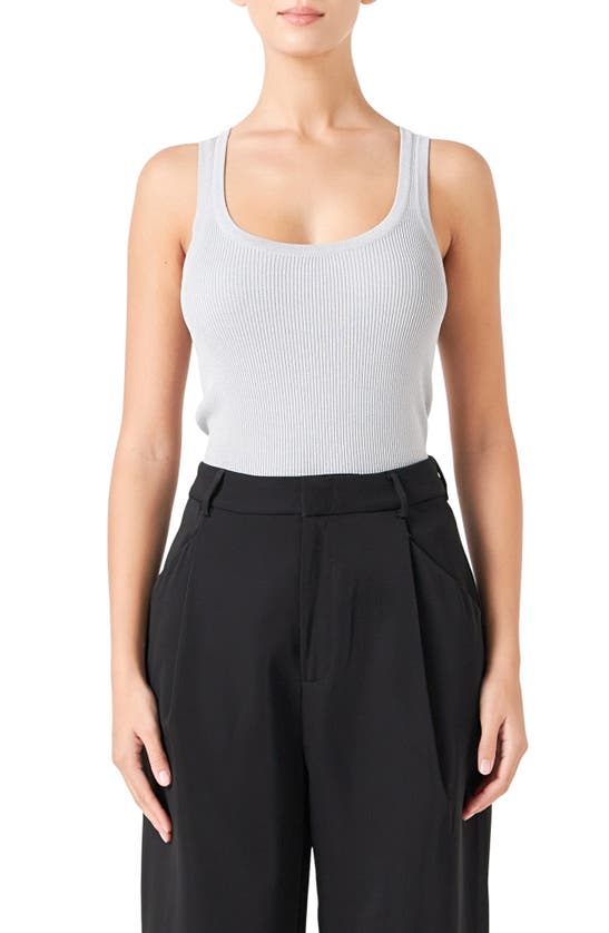 Endless Rose Ribbed Sweater Tank Top In Heather Grey