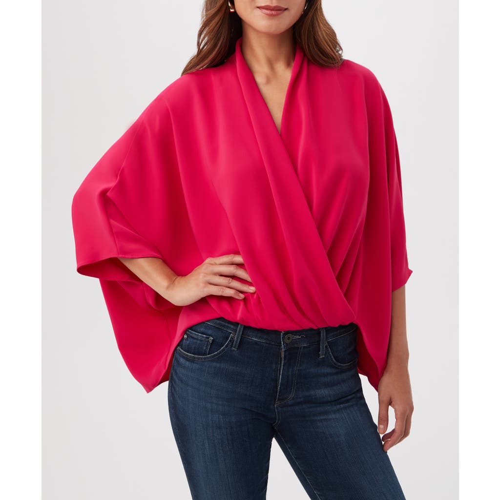 Trina Turk Concourse Draped Georgette Top In Fairy Fuchsia