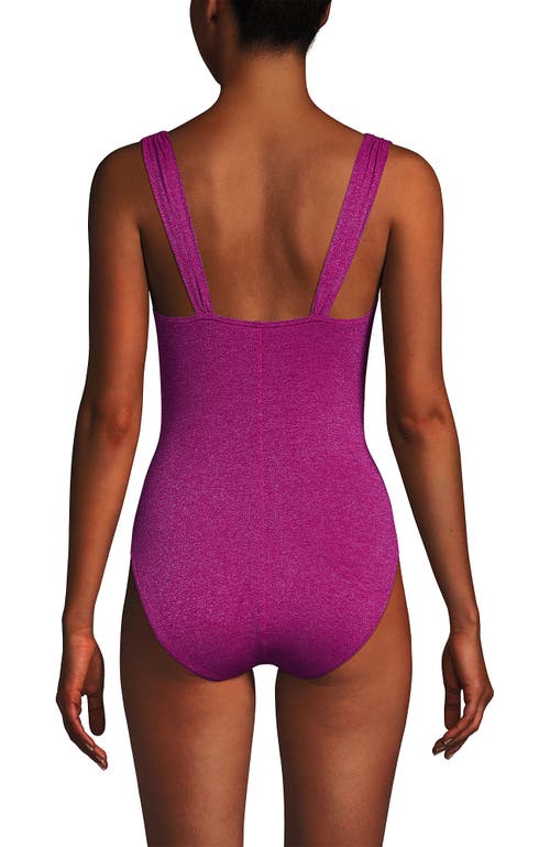 Shop Lands' End Slendersuit Grecian Tummy Control One Piece Swimsuit In Bright Magenta Shine