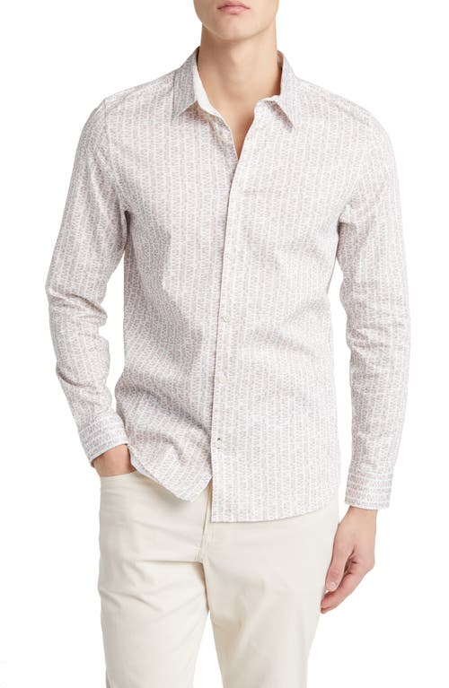 Dunsop Slim Fit Ditsy Leaf Stripe Stretch Button-Up Shirt in Ecru