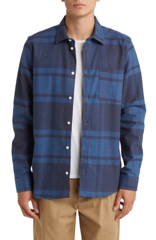 Jeremy Flannel Button-Up Shirt in Dark Navy/Midnight Blue