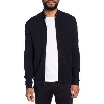 Theory Udeval Breach Regular Fit Zip Cardigan, Blue