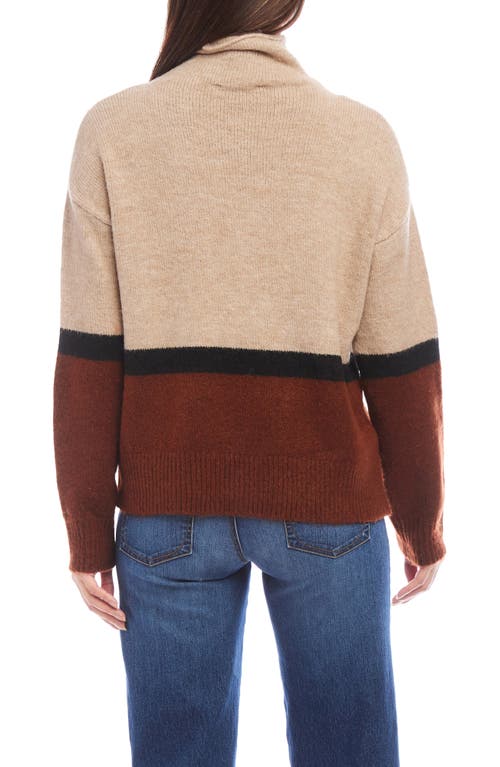 Shop Karen Kane Colorblock Turtleneck Sweater In Brown Multi