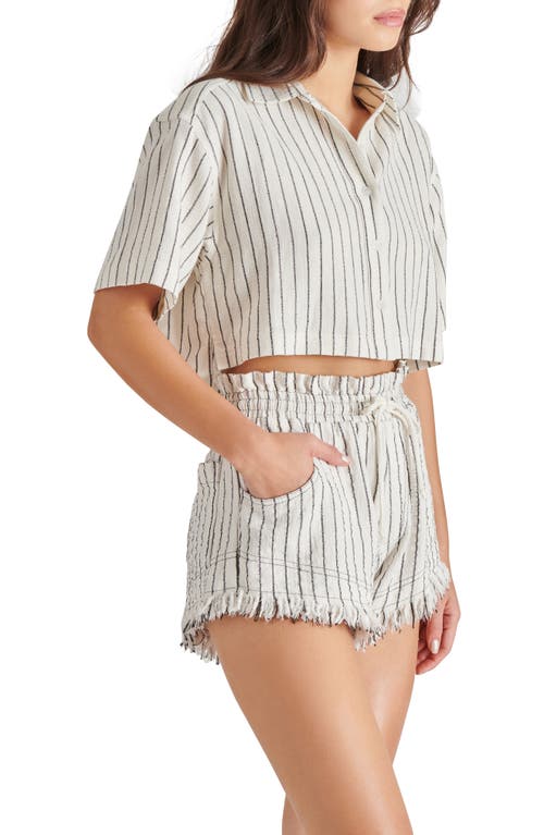 Shop Steve Madden Cali Stripe Crop Button-up Shirt In Cream