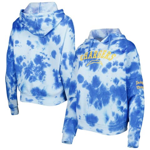 Women's New Era Blue Detroit Lions Cloud Dye Fleece Pullover Hoodie