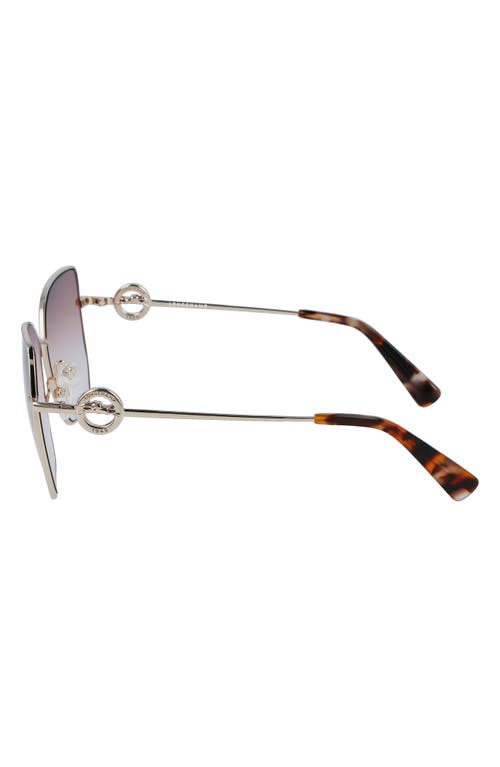 Longchamp 58mm Gradient Rectangular Sunglasses In Pale Gold/gradient Blue Brick