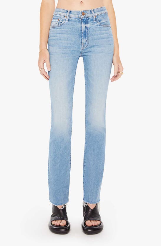Shop Mother The Insider Sneak Frayed High Waist Bootcut Jeans In Love On The Beat