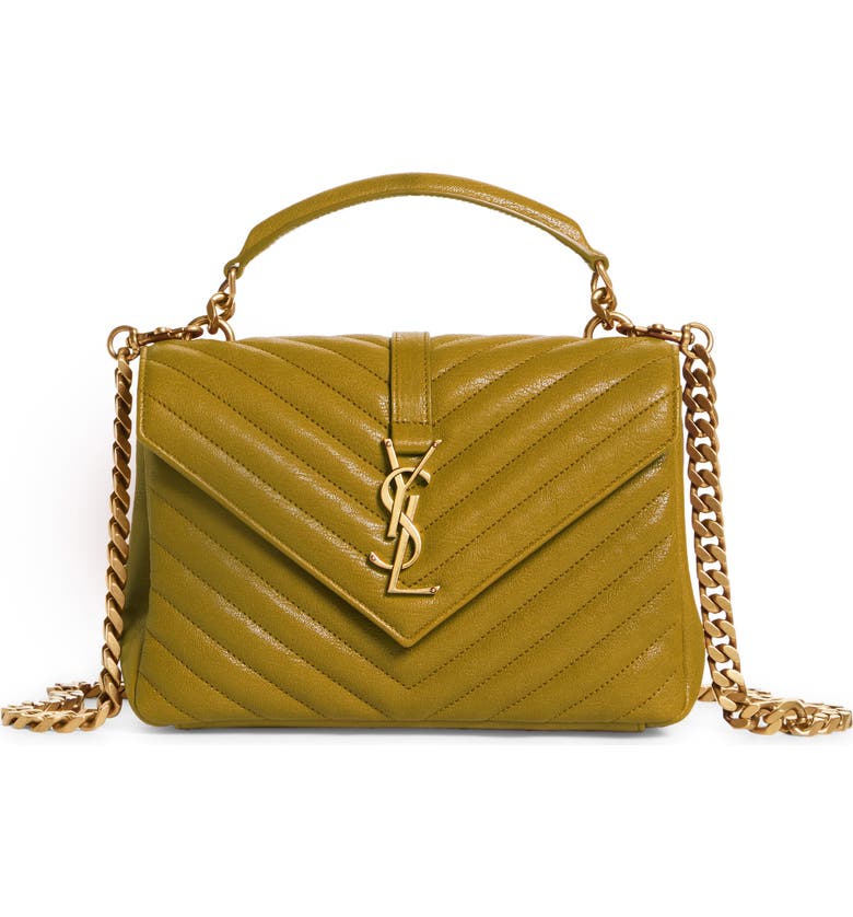 SAINT LAURENT Medium College Shoulder Bag, Main, color, OLIVE DRAB