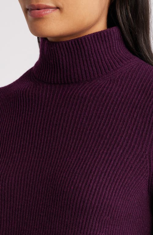 Shop Anne Klein Mock Neck Rib Sweater In Deep Plum