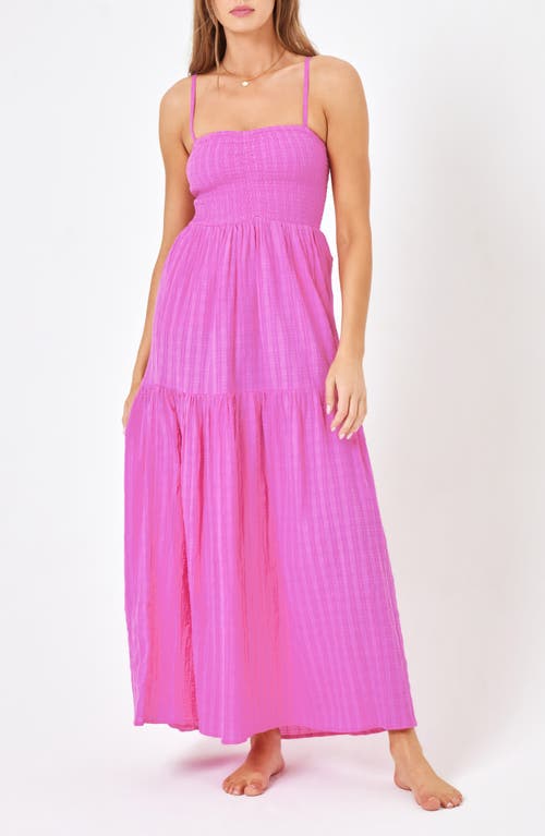 Shop L*space Lspace Mallorca Smocked Cover-up Maxi Dress In Raspberry