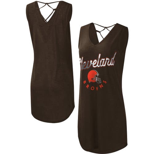 Women's G-III 4Her by Carl Banks Brown Cleveland Browns Game Time Swim  V-Neck Cover-Up Dress