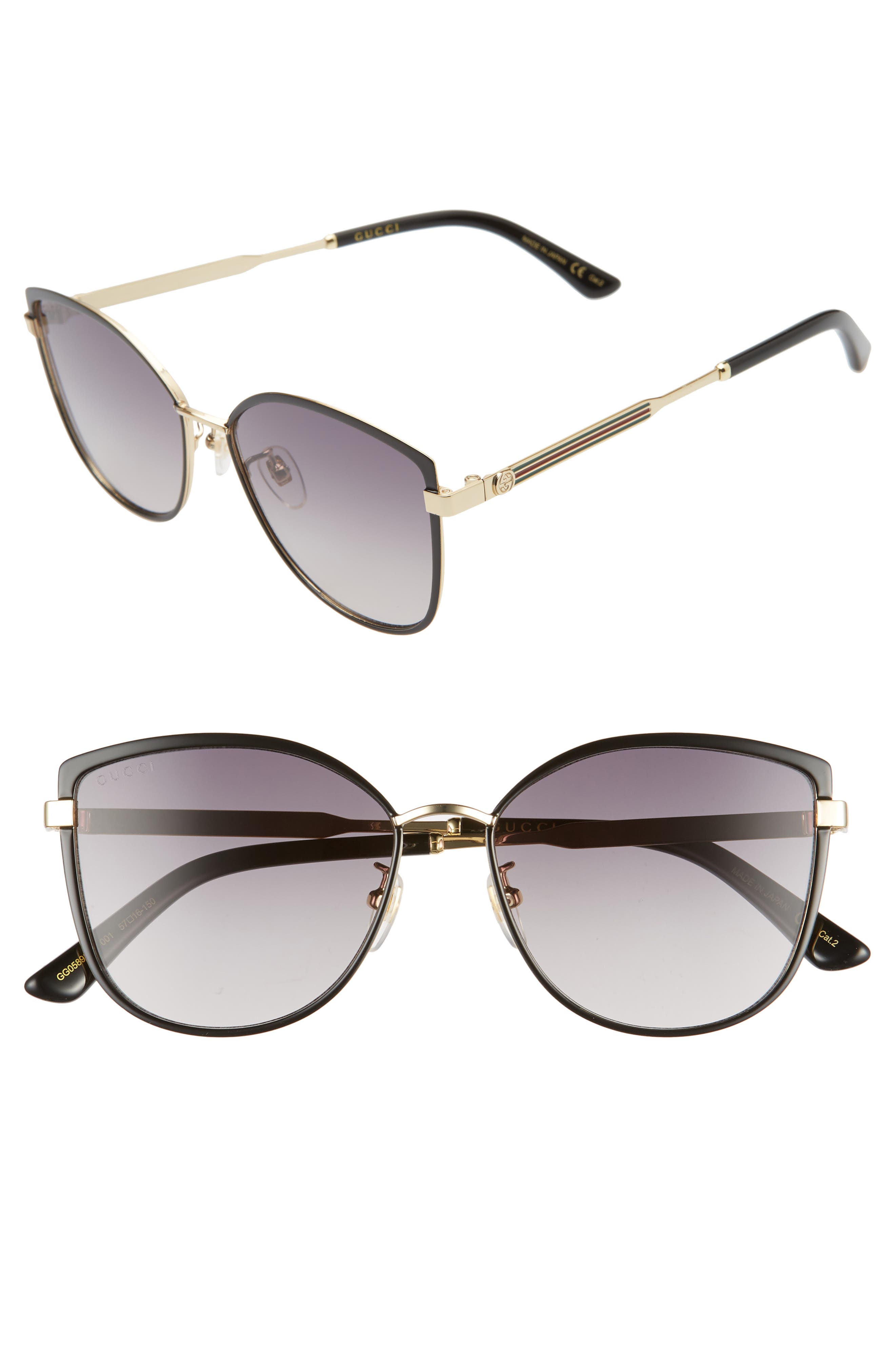 Gucci 57mm Gradient Cat Eye Sunglasses 