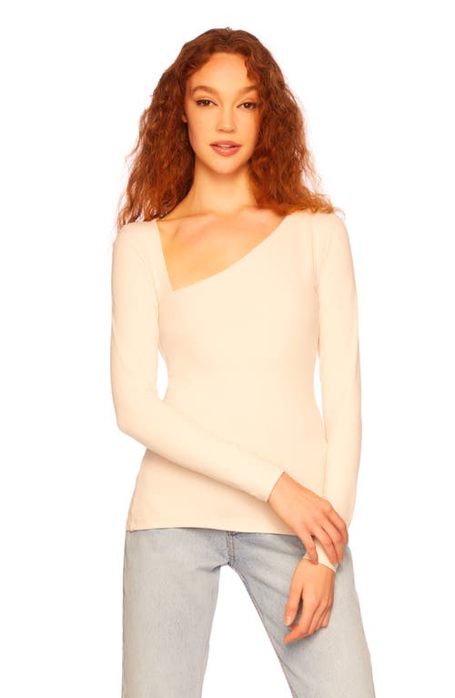 Shop Susana Monaco Diagonal Neck Long Sleeve Top In Blanched Almond