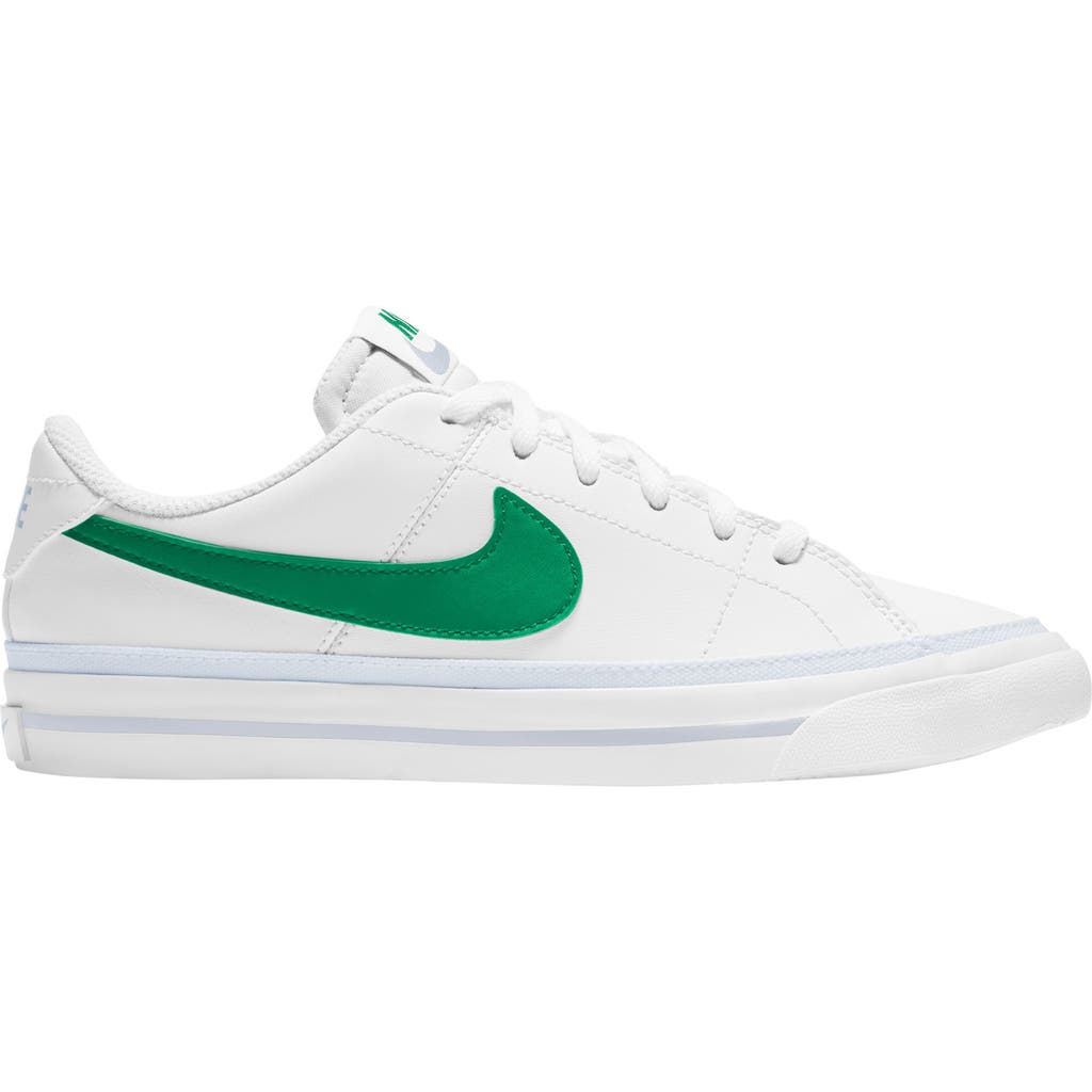 Shop Nike Kids' Court Legacy Sneaker In White/green/grey