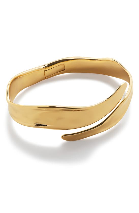 Shop Monica Vinader The Wave Cuff Bracelet In 18ct Gold Vermeil