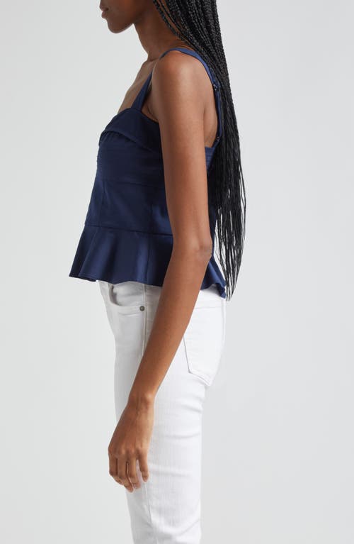 Shop Veronica Beard Carnegie Cotton Blend Peplum Top In Marine