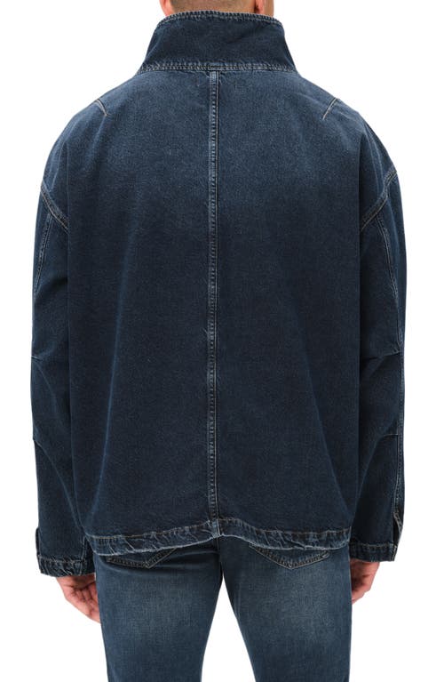 Warp & Weft Warp+weft Oversize Denim Half Zip Popover Jacket In Porter