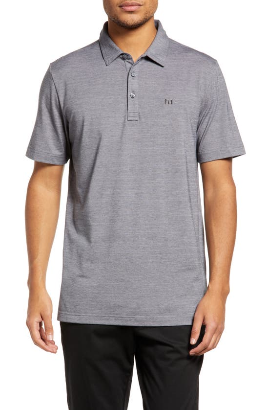 Travismathew The Heater Solid Short Sleeve Performance Polo In Sleet/ Quiet Shade