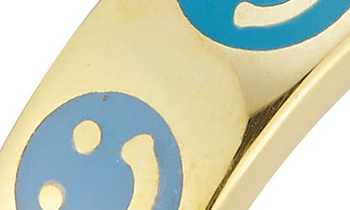 Sphera Milano 14k Gold Plated Adjustable Enamel Smiley Face Ring In Gold