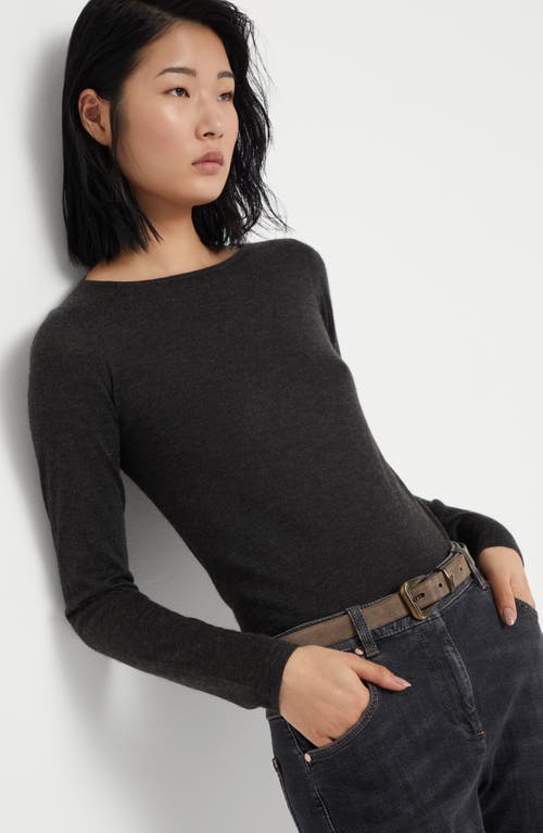 Shop Brunello Cucinelli Cashmere And Silk Sweater In Anthracite