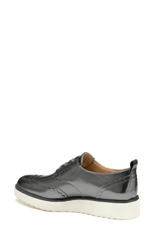 Johnston & Murphy Mitzi Wedge Derby In Pewter Metallic Sheepskin