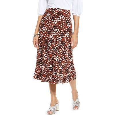 Halogen Bias Cut A-Line Skirt, Brown