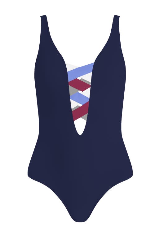 Shop Valimare St Martin Bandage One-piece Swimsuit In Navy Blue