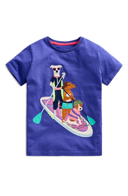 Shop Mini Boden Kids' Boating Dogs Appliquéd T-shirt In Blue Heron Dogs