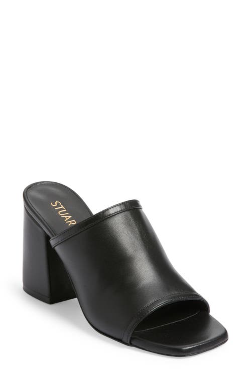 Shop Stuart Weitzman Cayman 85 Block Slide Sandal In Black Smooth Calf